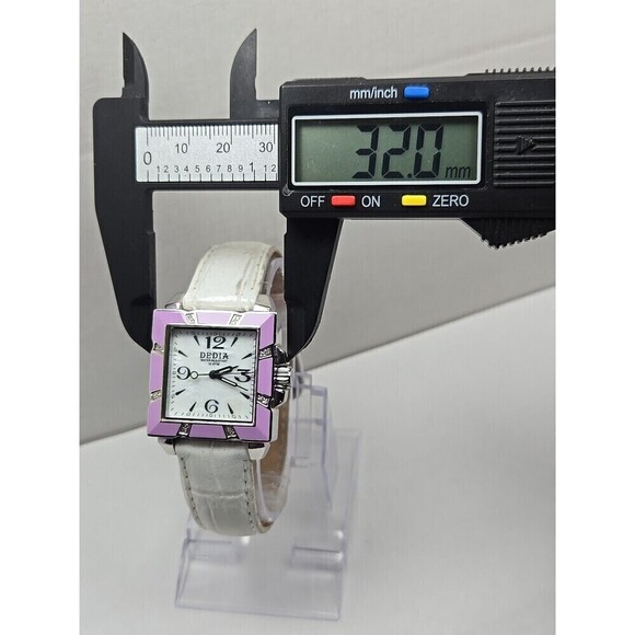 Dedia Lily LQ Diamond Accent Purple Enamel Square Swiss Quartz Watch New Battery main image 9